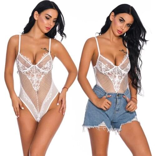 Sexy Lady Erotic Lingerie One Piece Mesh Slim Deep V Valentines Day Gift Sleepwear Intimates Fashion