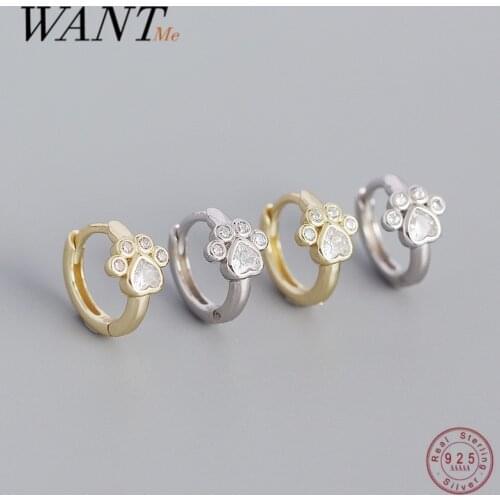 WANTME 925 Sterling Silver Romantic Cat Claw Zircon Stud Earrings for Women Bohemia INS Spain Piercing Hoop Jewelry Accessories
