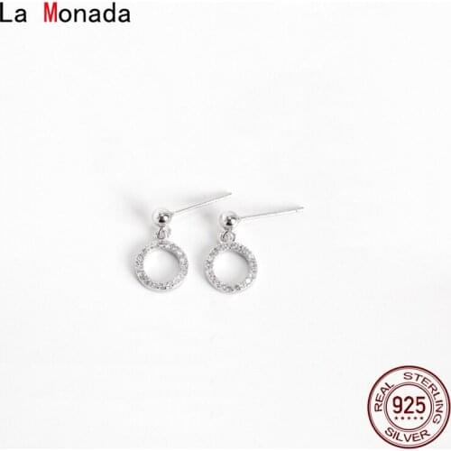 La Monada Korean Small Silver Earrings Woman Hanging Circle Stud Earring Silver 925 Beautiful Round Earrings For Women Jewelry