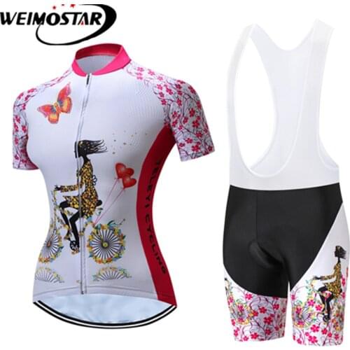 Weimostar Girls Womens Team Outdoor Cycling Jersey Set Ropa Ciclismo Short Sleeve Bike Clothing Sports Jerseys Cycling Sets
