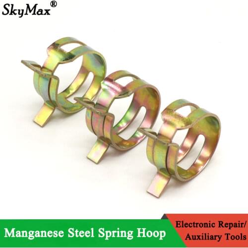 10 Pieces of Manganese Steel Spring Hoop Hand Pressure Color Galvanized Elastic Hoop Hose Hoop Water Pipe Hoop