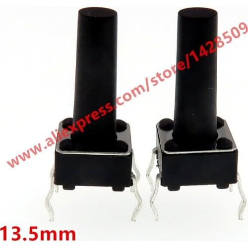 200pcs/lot 6*6*13.5mm DIP Micro Push Button Tactile Tact Electronic Switch Black