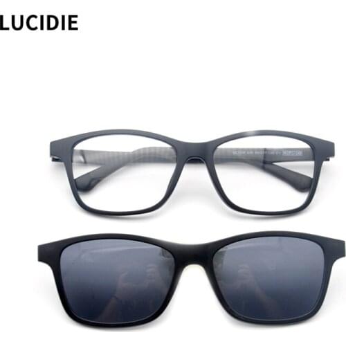 LUCIDIE 2020 Fashion Men Magnetic Clip Sunglasses Retro Designer Square Glasses Ultem Womens Sun Glasses Dual Purpose Goggles