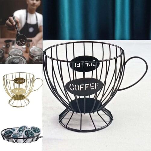 2021 Hot Sales Coffee Capsule Storage Basket Coffee Cup Basket Vintage Coffee Pod Organizer Holder Black For Home Cafe Hotel