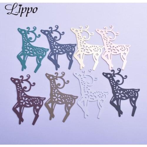30pcs AC4269 34*45mm Filigree Christmas Deer Charms Brass Elk Pendant DIY Earring Findings