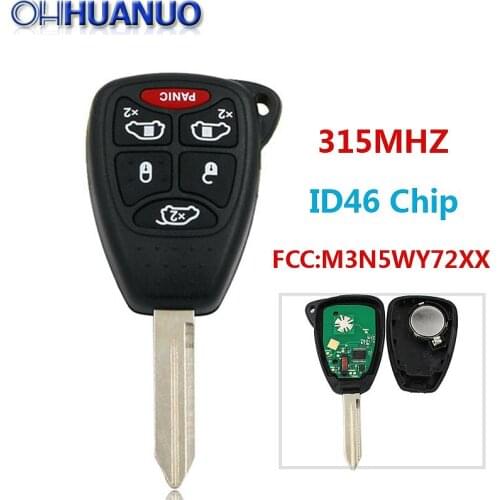 5 + 1 Buttons Replacement NEW Remote Key Fob 6 Button With Chip ID46 315mhz for Chrysler DODGE Grand Caravan M3N5WY72XX