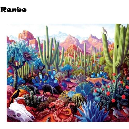 Full Drill Square 5D Diamond Painting Mexico Cactus Desert Cross Stitch Kit Mosaic Craft Needlework Embroidery Rhinestone Decor