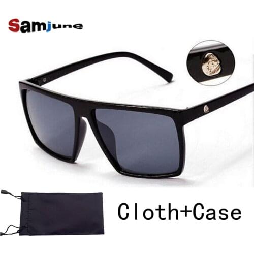 Brand retro Steampunk frame SKULL Square male logo Sunglasses Men All Black oversized big sun Glasses for men Women sun glasses