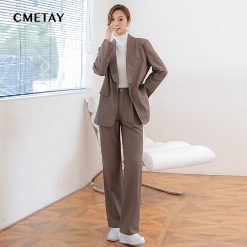 Женские классические брючные костюмы CMETAY China At AliExpress