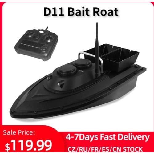 D11 RC Boat Fish Finder Fishing Bait Boat 1.5kg Loading 500m Remote Control Fixed Speed 2 Battery 2 Motor 2 Bait Bin 2 LED Light
