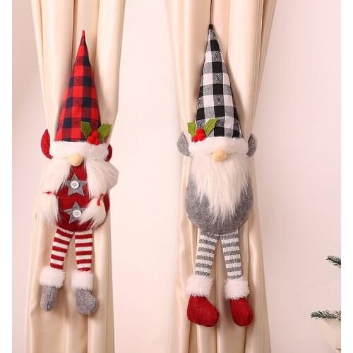Christmas Curtain Holder Merry Christmas Decorations for Home Xmas Ornaments New Year 2021 Santa Claus Noel Decor Christmas Gift