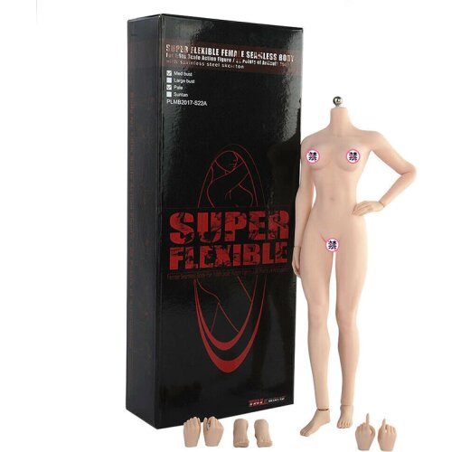 TBL S22A S23B 1/6 Middle Breast Pale/Suntan Skin Female Body 28cm Action Figure Model with Metal Skeleton Detachable Foot