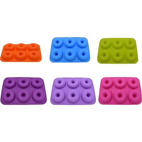 Six Lattice Multicolor Donut Baking Tool Kitchen Cake Mold Brightly Colored Silicone Donut Baking Pan Mould