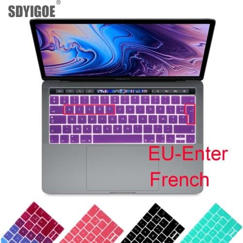 French EU-Enter Soft Silicone Keyboard protective film For macbook keyboard cover 13pro touchbar 15pro A1706 A1707 A1989 A1990