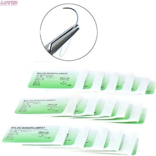 Needle Suture Nylon Monofilament Non-injured Suture Medical Thread Suture for Medical Surgical Suture Tool 6PCS 2/0 3/0 4/0