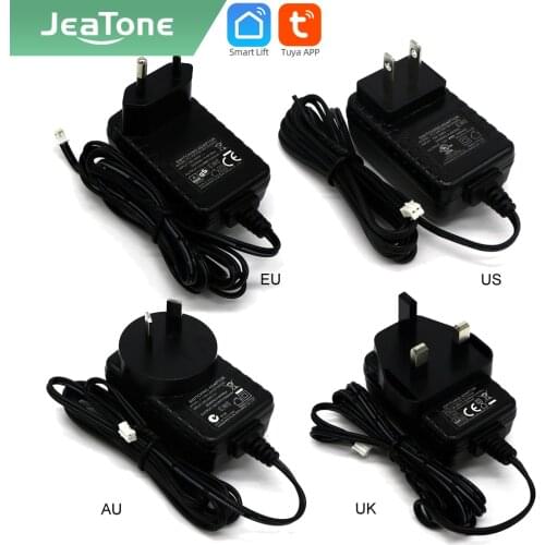 JeaTone Tuya smart DC 12V 1A Intercom monitor power supply adapter 2 pin Plug, UK,US,EU,AU P system