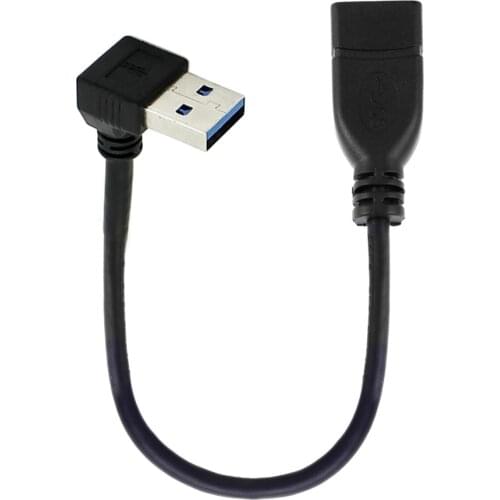 Jimier USB 3.0 Type-A Male to USB 3.0 Type-A Female Extension Cable 20cm 5Gbps 90 Degree Up Angled
