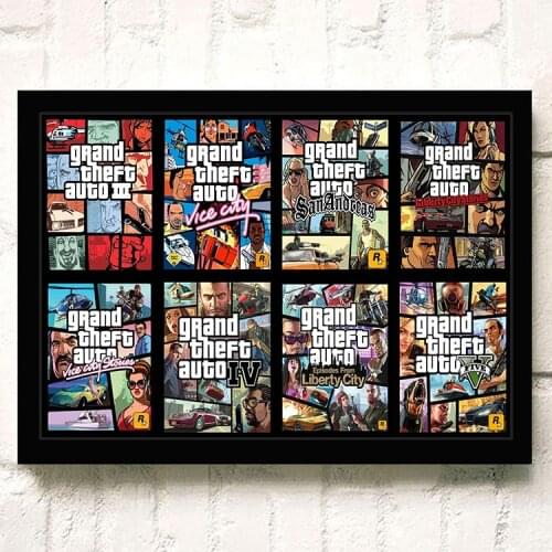 Classic Game Grand Theft Auto Gta HD Print Poster Canvas Painting Living Room Bedroom Decoration Painting