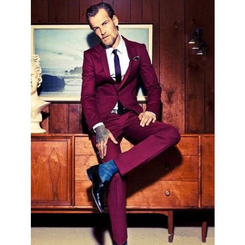 Handsome One Button Groomsmen Notch Lapel Groom Tuxedos Wedding Dress Men Suits Blazer Prom Dinner (Jacket+Pants+Tie) K389