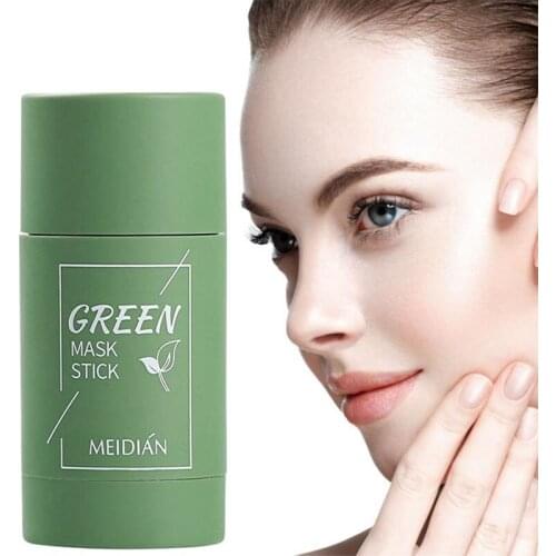 Green Tea Cleaning Solid Mask Eggplant Purifying Clay Stick Mask Oil Control Anti-Acne Mud Cream Beauty Facial Skin Care