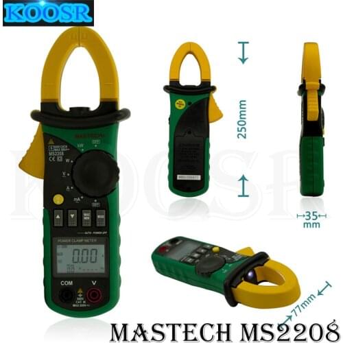 Mastech MS2208 6000 counts Harmonic Power Clamp Meter Tester Multimeter Trms Voltage Current Power Phase Angle Test