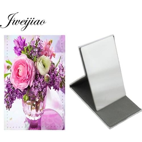 Youhaken Flower Desktop Mirror Makeup mirrors Trend Mirror New Fashion Stainless Steel Leather Travel Makeup Portable Mirror