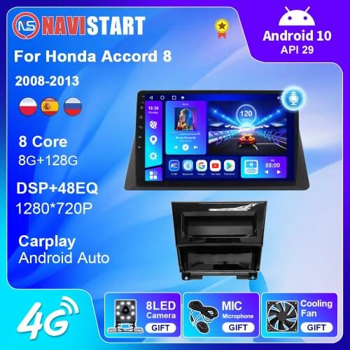 OKNAVI 4G+64G Android 9.0 Car Multimedia Video Player For Honda Accord 8 2008-2013 Navigation GPS Stereo 2 din Radio 10" No DVD