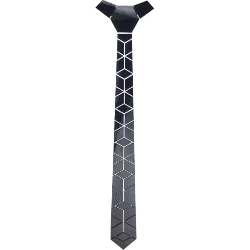 New Arrival Diamante Sol Style Little Diamond Shape Titanium Black Mirror Acrylic Fashion Necktie Tie
