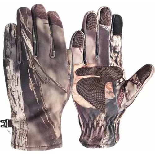 Autumn Winter Outdoor Bionic Camouflage Full Gloves Hunting Keep Warm Gloves Anti-slip Fishing Riding Gloves Unisex Mitten
