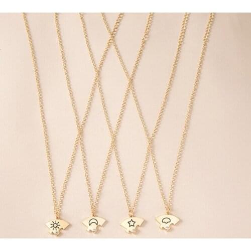 Best Friend Friendship Necklace Sun Moon Cloud And Star Inlaid Rhinestone Stitching Pendant Fashion Jewelry Gift