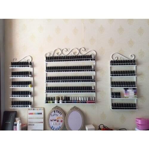 3 Pcs/Set 5 Layer Iron Nail Polish Shelf Black Nail Shop Exhibition Shelf Nail Polish Display Wall Rack Makeup Organizer