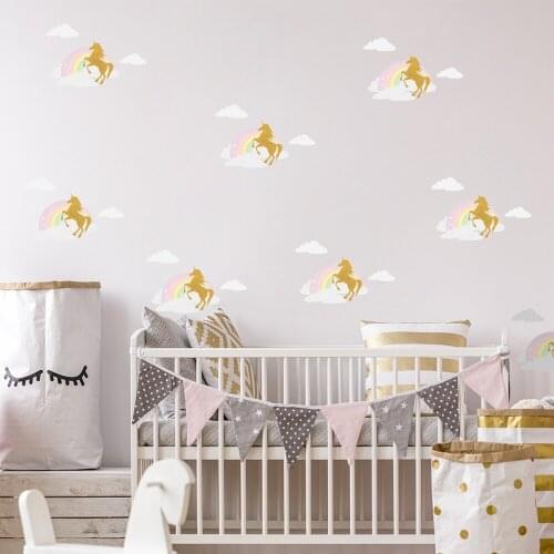 Rainbow Decor On The Wall In The Bedroom Wall Stickers Wallpaper In The Nursery Home Decor Wall Unicorn Photo Wallpaper
