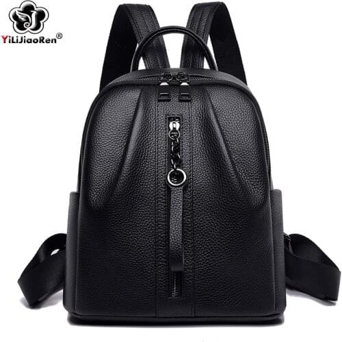 Casual Genuine Leather Women Backpack Brand Real Cow Leather Backpack Female Large Capacity School Bags for Teenage Girls