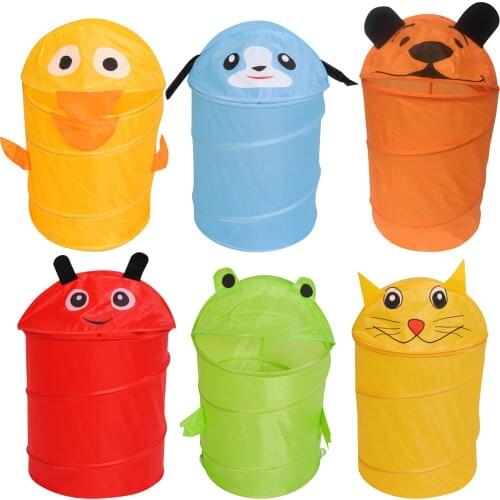Foldable Breathable Cute Cartoon Animal Dirty Clothes Laundry Basket Hamper Organizer for Home College Camping Hotel 34x42cm