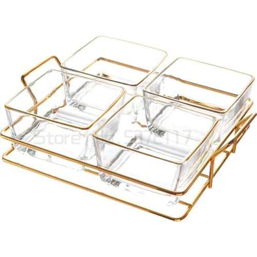 Modern housewives glass partition fruit plate family living room modern snack candy plate net red fruit plate light luxury style
