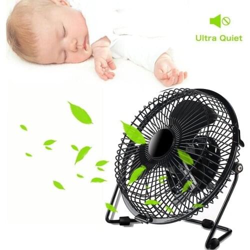 LED Luminous Fan with Temperature Time Portable Desktop Mini Clock Fan 360 Degree Rotation 6 Inch Wrought Iron USB Small Fan