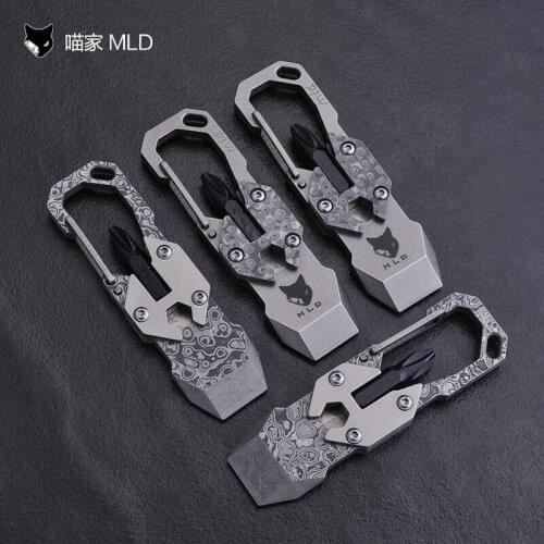 Titanium Crowbar Pry Bar EDC Screwdriver Buckle Bottle Opener Keychain Gary