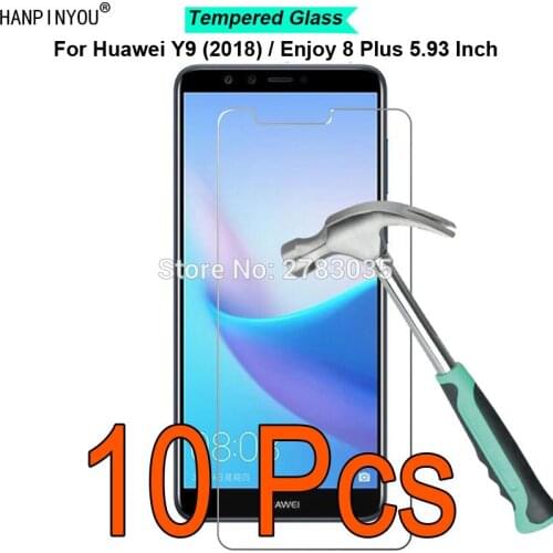 10Pcs For Huawei Y9 (2018) / Enjoy 8 Plus 5.93" 9H Hardness 2.5D Ultra-thin Toughened Tempered Glass Film Screen Protector Guard