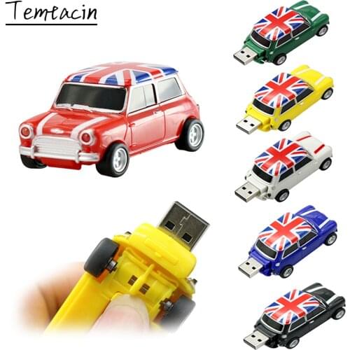 England Mini Cooper Car Personalised Pendrive 32GB Removable USB 2.0 Flash Drive 4 16 32 64 128 8 256 gb Pen drive Plastic Stick