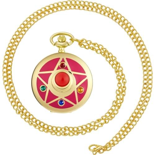 Vintage Lovely anime Janpanese Cosplay Necklace pocket watch Rereo watch with chain pendant Gift for Girl CF1028