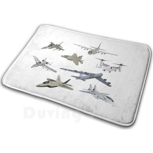 Us Military Airplanes Soft Non-Slip Mat Rug Carpet Cushion American Military Pattern Aviation Jet Fighter Attack Plane