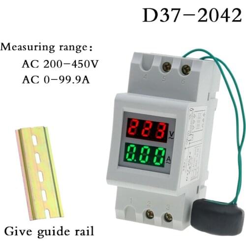 D37-2042 open /2P guide type 220V 100A digital display ac voltmeter ammeter AC200-450V AC0-99.9A