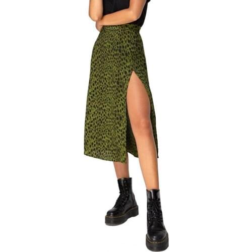 2020 Sexy Leopard Wrap Skirt Print Chiffon Split Skirt Casual Fashion Long Skirts for Women Spring Summer Clothes Zipper Elegant