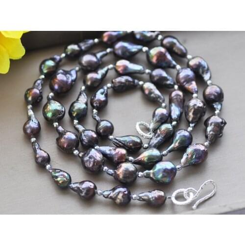 Z10460 16"~50" 20mm Peacock-Black Baroque Drip Edison Keshi Pearl Necklace