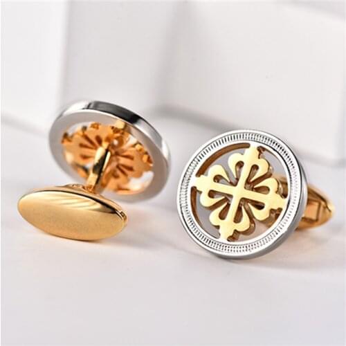 Copper Brass 2 Tone Gold Cufflinks For Mens Cuff Link Gift For Man Buttons Male Accessories