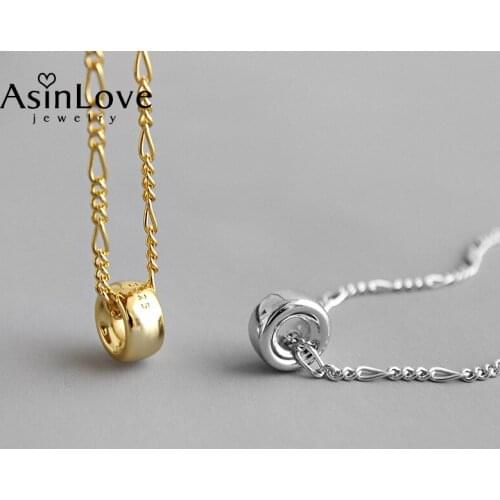 AsinLove Simple Moving Round Bead Pendant Necklace Korean Ins Style 925 Sterling Silver Necklaces for Women Stylish Fine Jewelry