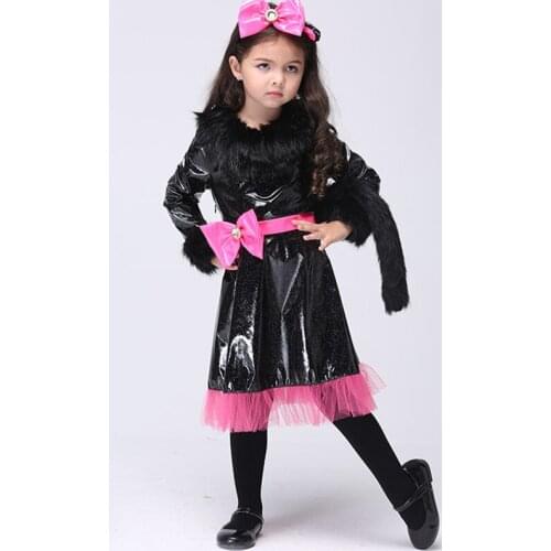 Hight Quality Bronzing silk Halloween Performance Clothing Black Cat Girl Cosplay Dress Cat women Christmas Costumes Size S-XL