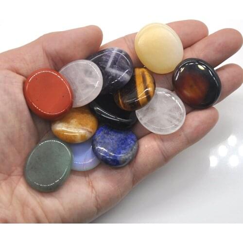 1PC Worry Stone Oval CAB Natural Crystals Stone Amethyst Lapis Lazuli Therapy Reiki Treatment Spiritual Massage Palm Home Decor