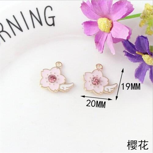 10pcs/lot new creative drip beads crystal cherry blossoms flower charms for diy fashion earrings necklace jewelry accessories