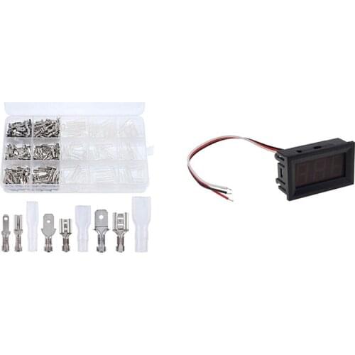 315 Pcs Quick Splice 2.8Mm 4.8Mm 6.3Mm Wire Wire Crimp Terminal Block & 1 Pcs 0.56 Inch Mini Dc 0V-30V Voltmeter